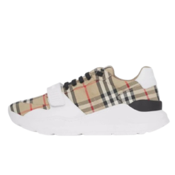 Burberry Ramsey Vintage Check Suede Leather Archive Beige White Sneakers 80485771