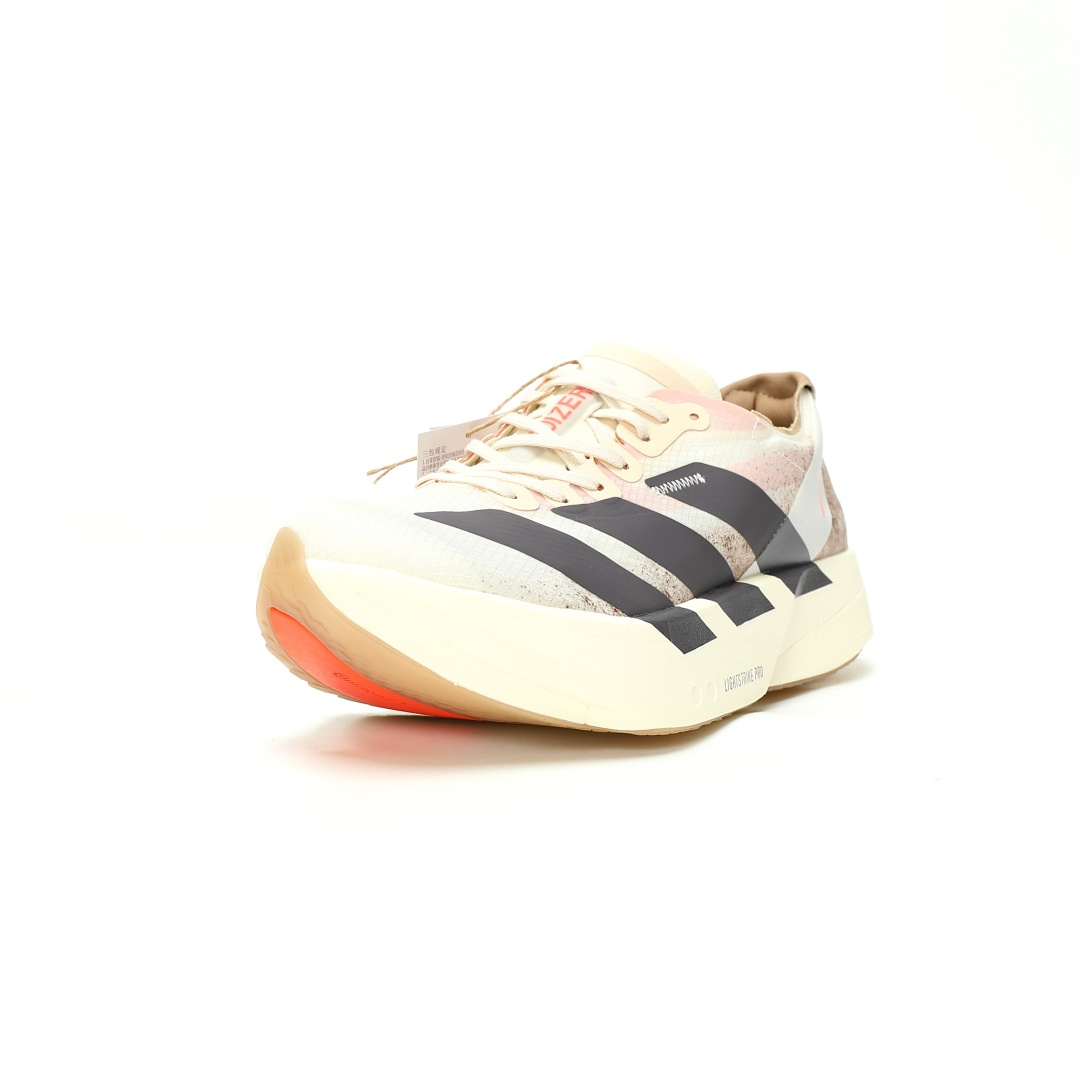 Alternative view of Adidas Adizero Adios Pro 4 Chalk White Grey Strata Sneakers JR6367