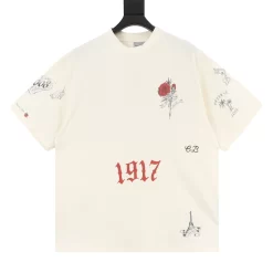 BALENCIAGA T-shirts & Vests Cotton (Cream-Red-Black) S-XL 150202606040020_89
