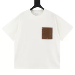 BOTTEGA VENETA T-shirts & Vests Cotton-Leather (White-Brown) S-XL 130202606040724_89