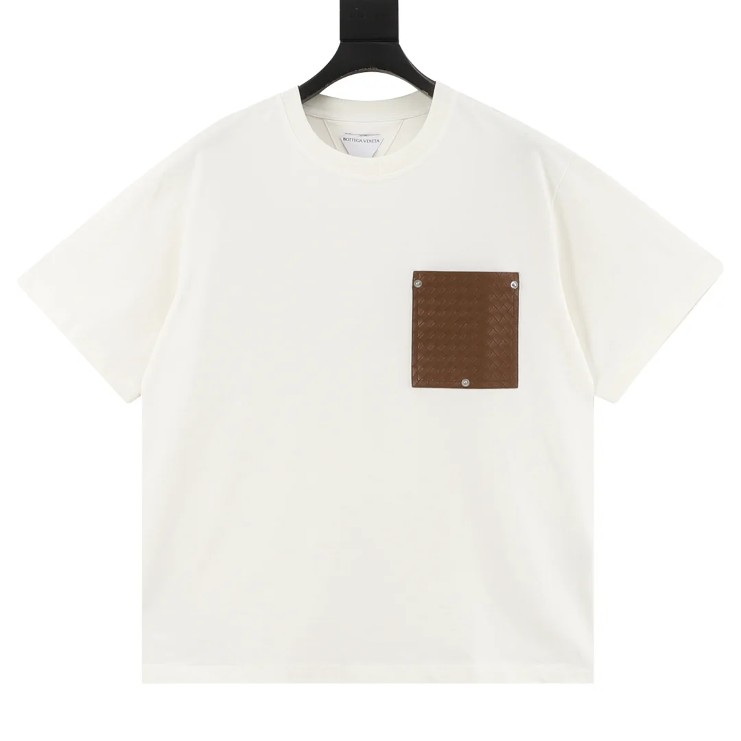 BOTTEGA VENETA T-shirts & Vests Cotton-Leather (White-Brown) S-XL 130202606040724_89
