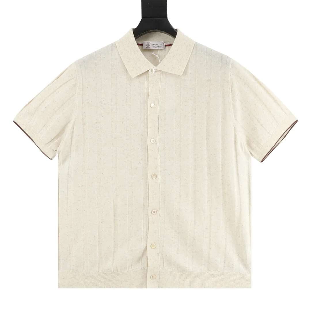 BRUNELLO CUCINELLI Shirts & Polos Knit (Cream-Brown) M-XXL 180202606040712_99