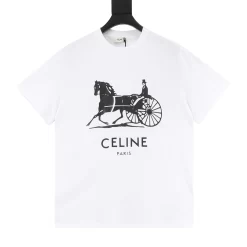 CELINE T-shirts & Vests Cotton (White-Black) S-XL 110202606040411_79
