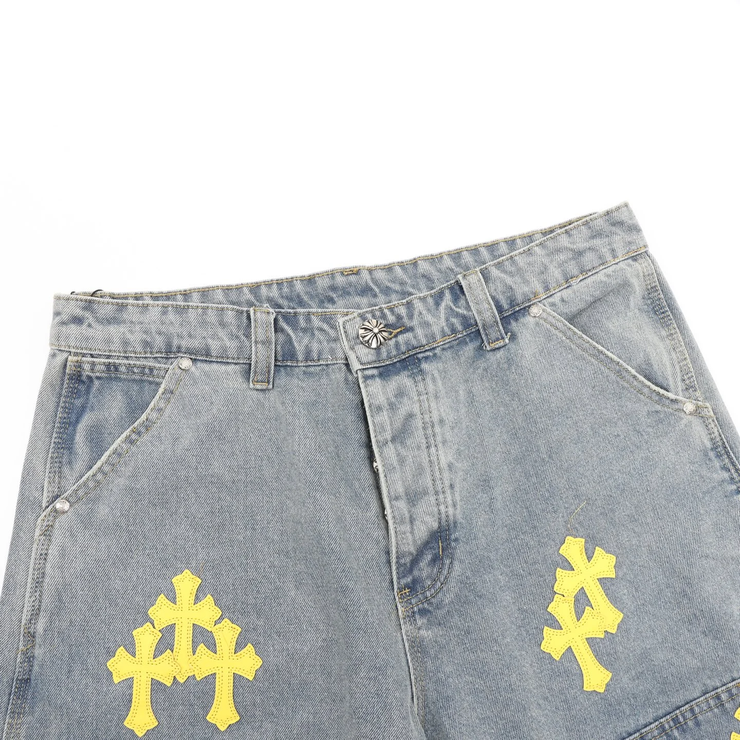 CHROME HEARTS Trousers & Shorts Denim (Blue-Yellow) S-XL 200202606040473_109 - Image 3