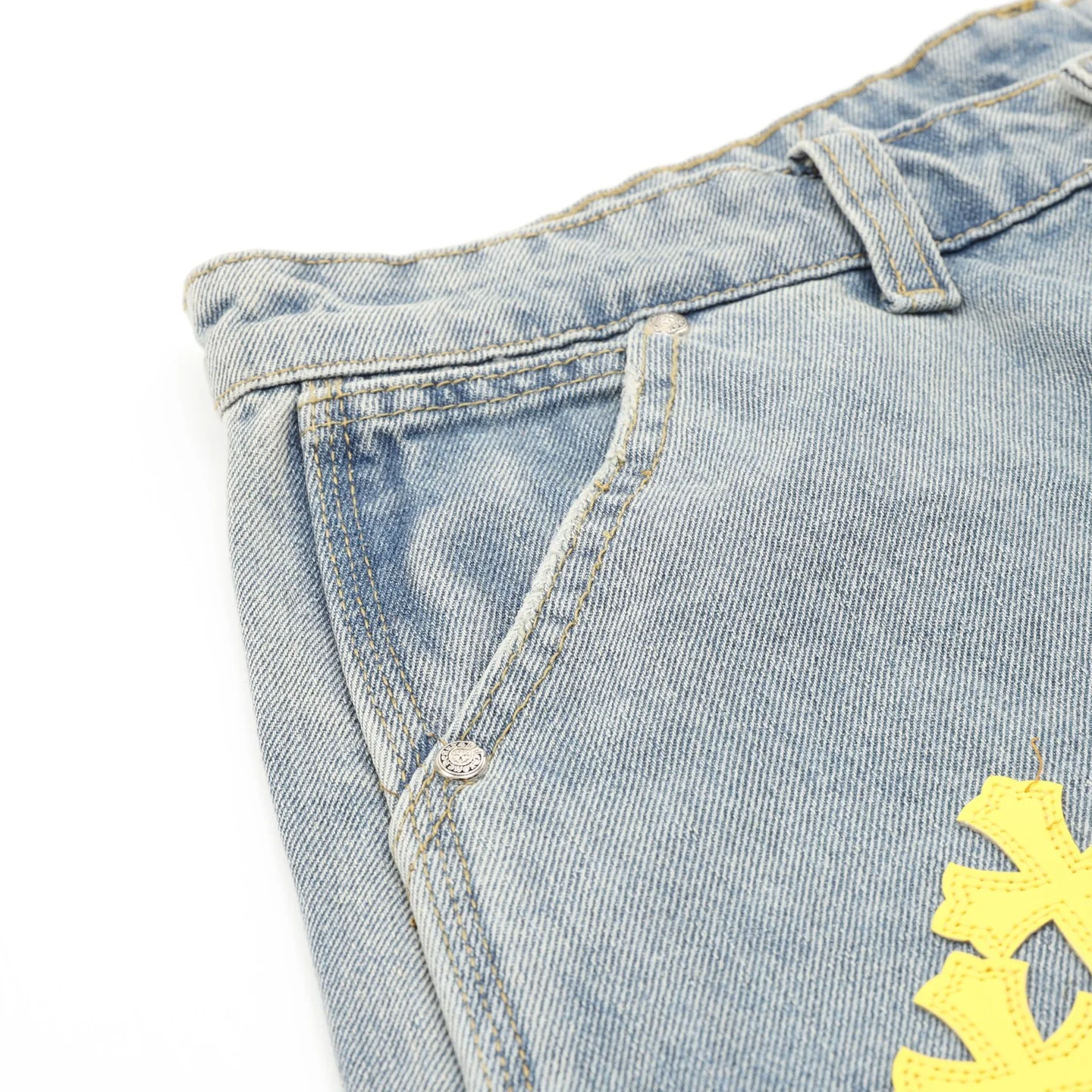 CHROME HEARTS Trousers & Shorts Denim (Blue-Yellow) S-XL 200202606040473_109 - Image 4