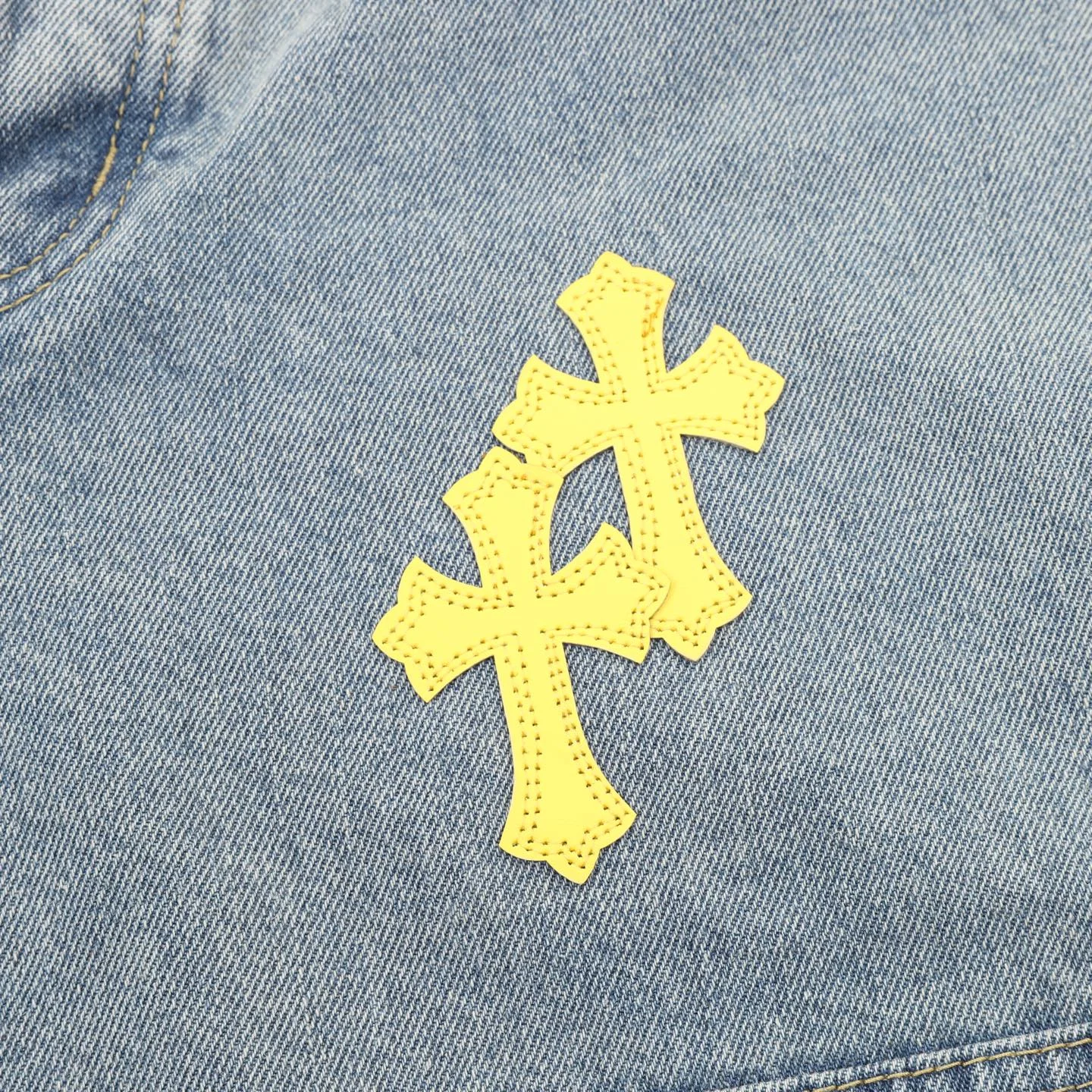 CHROME HEARTS Trousers & Shorts Denim (Blue-Yellow) S-XL 200202606040473_109 - Image 5