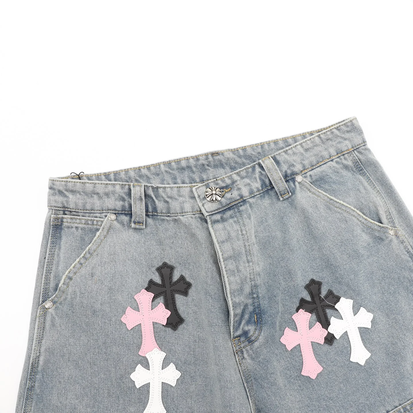 CHROME HEARTS Trousers & Shorts Denim (Light Blue-Black-Pink-White) S-XL 200202606040475_109 - Image 3