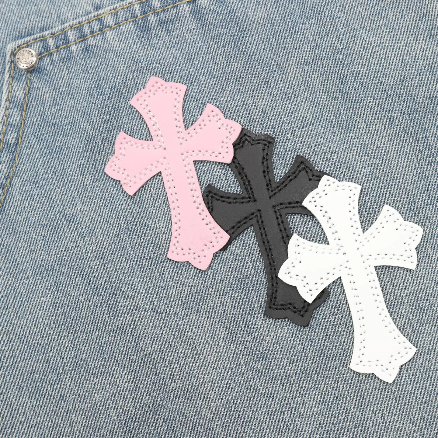 CHROME HEARTS Trousers & Shorts Denim (Light Blue-Black-Pink-White) S-XL 200202606040475_109 - Image 5