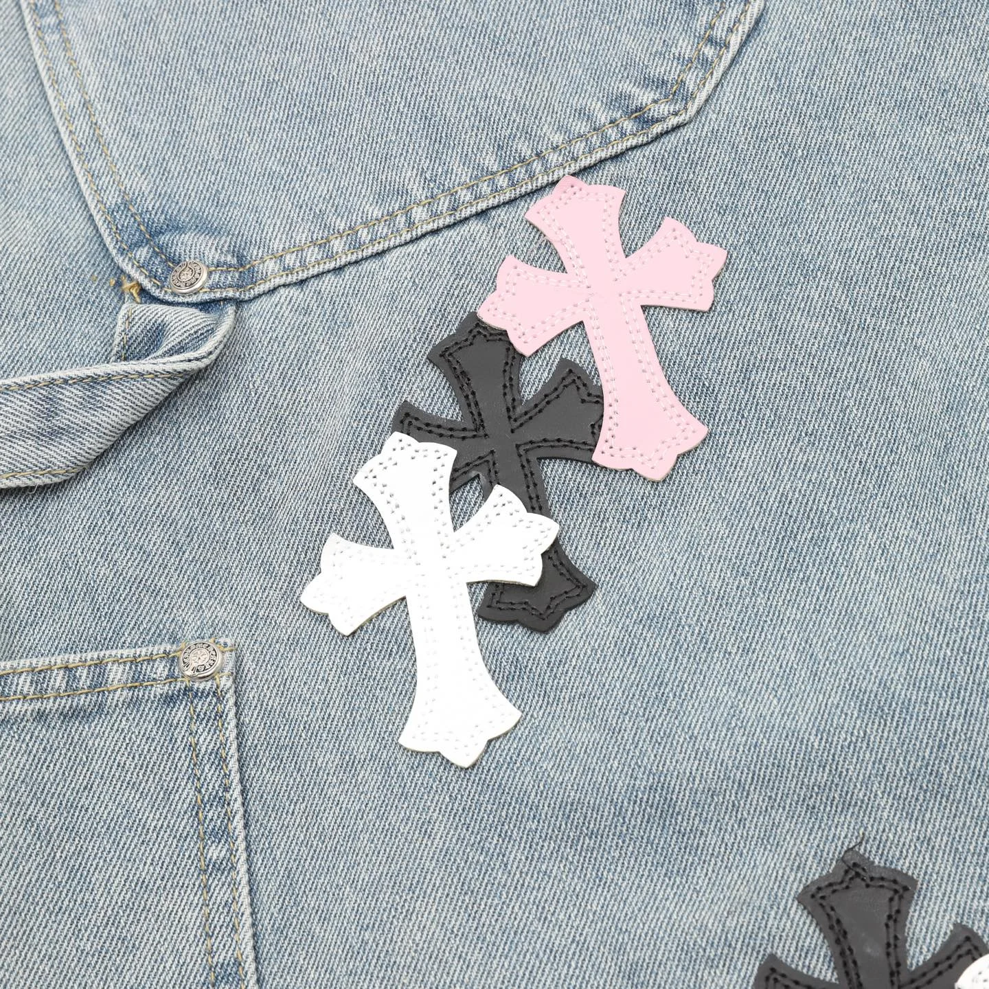 CHROME HEARTS Trousers & Shorts Denim (Light Blue-Black-Pink-White) S-XL 200202606040475_109 - Image 8