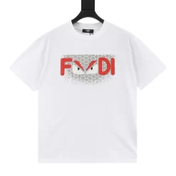 FENDI T-shirts & Vests Cotton (White-Red-Gray) S-XL 120202606040801_79