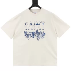 SAINT MICHAEL T-shirts & Vests Cotton (Cream-Blue) S-XL 130202606040392_89
