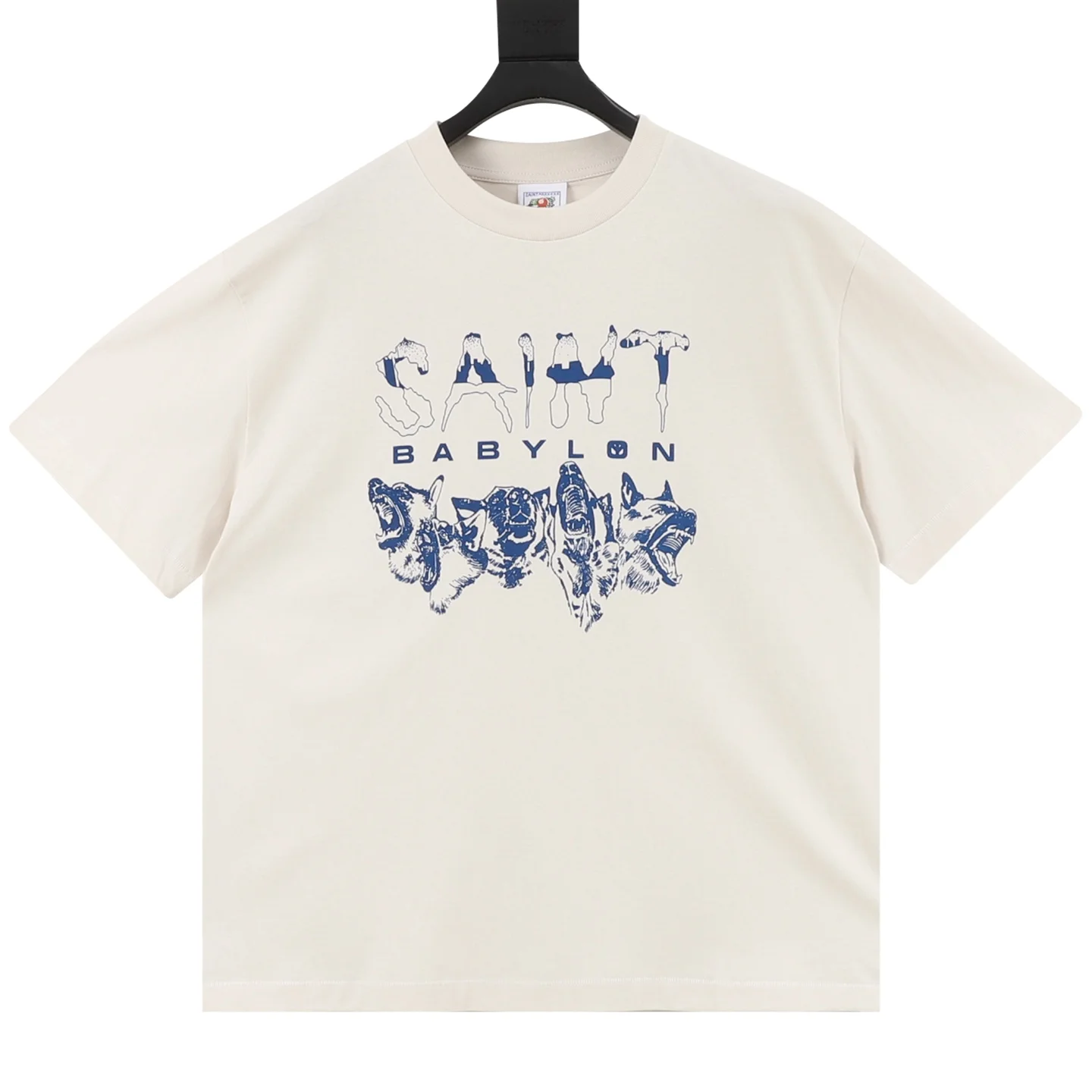 SAINT MICHAEL T-shirts & Vests Cotton (Cream-Blue) S-XL 130202606040392_89