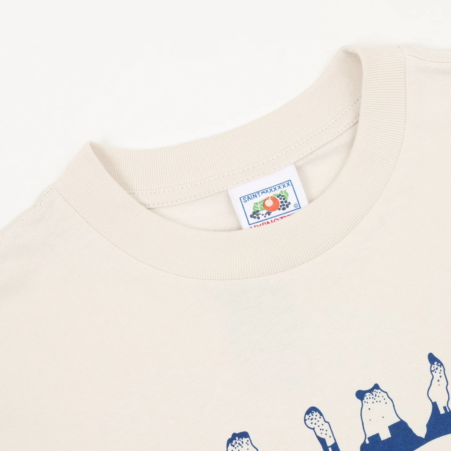 SAINT MICHAEL T-shirts & Vests Cotton (Cream-Blue) S-XL 130202606040392_89 - Image 3