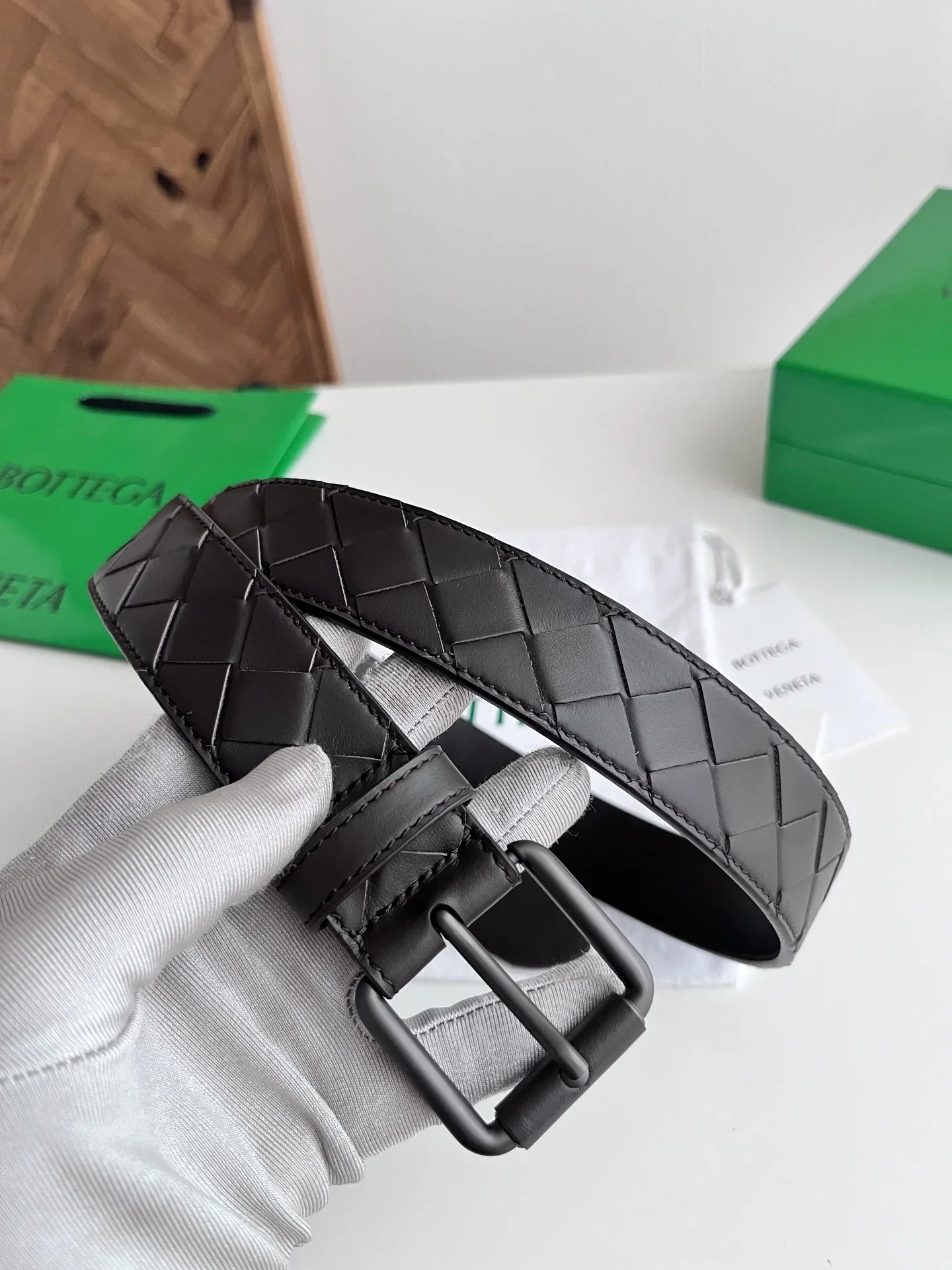 Alternative view of BOTTEGA VENETA Belts Nappa Leather (Black) 35mm Width 220202607050021