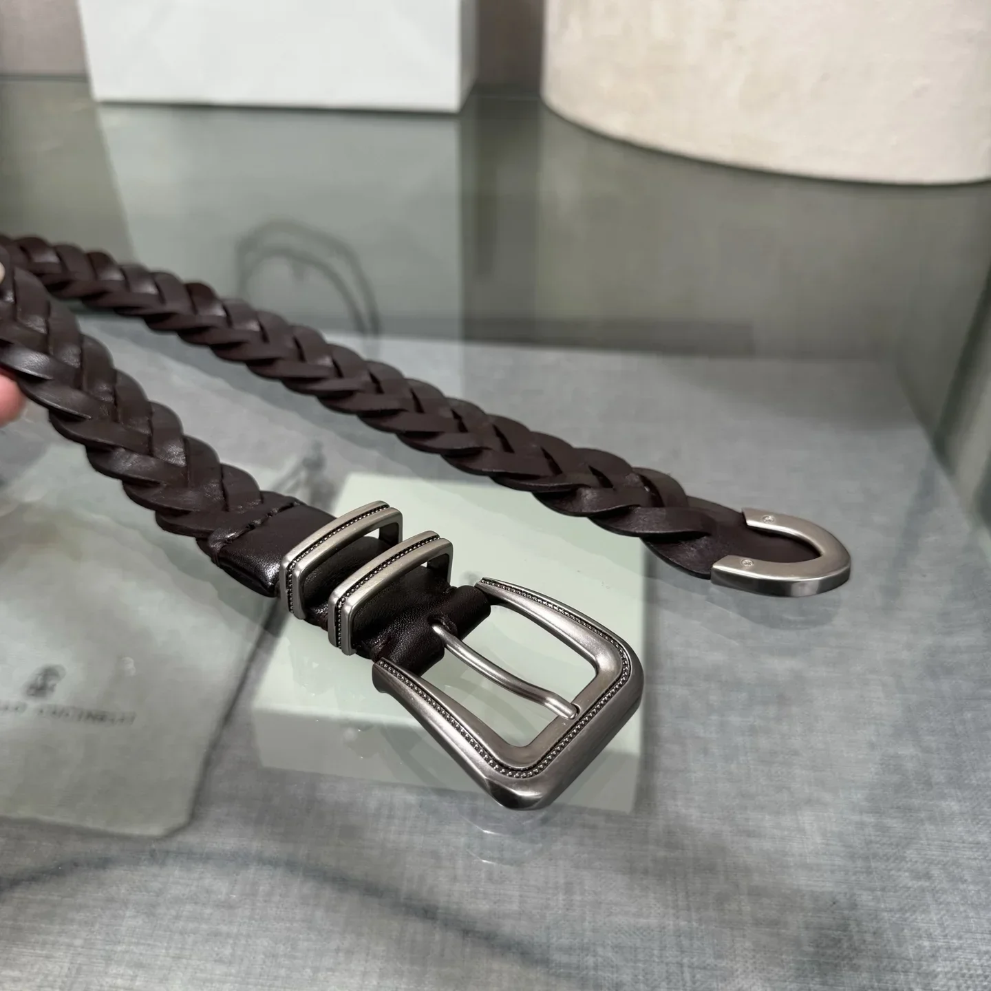 Alternative view of BRUNELLO CUCINELLI Belts Braided Leather (Brown) 190202607050038
