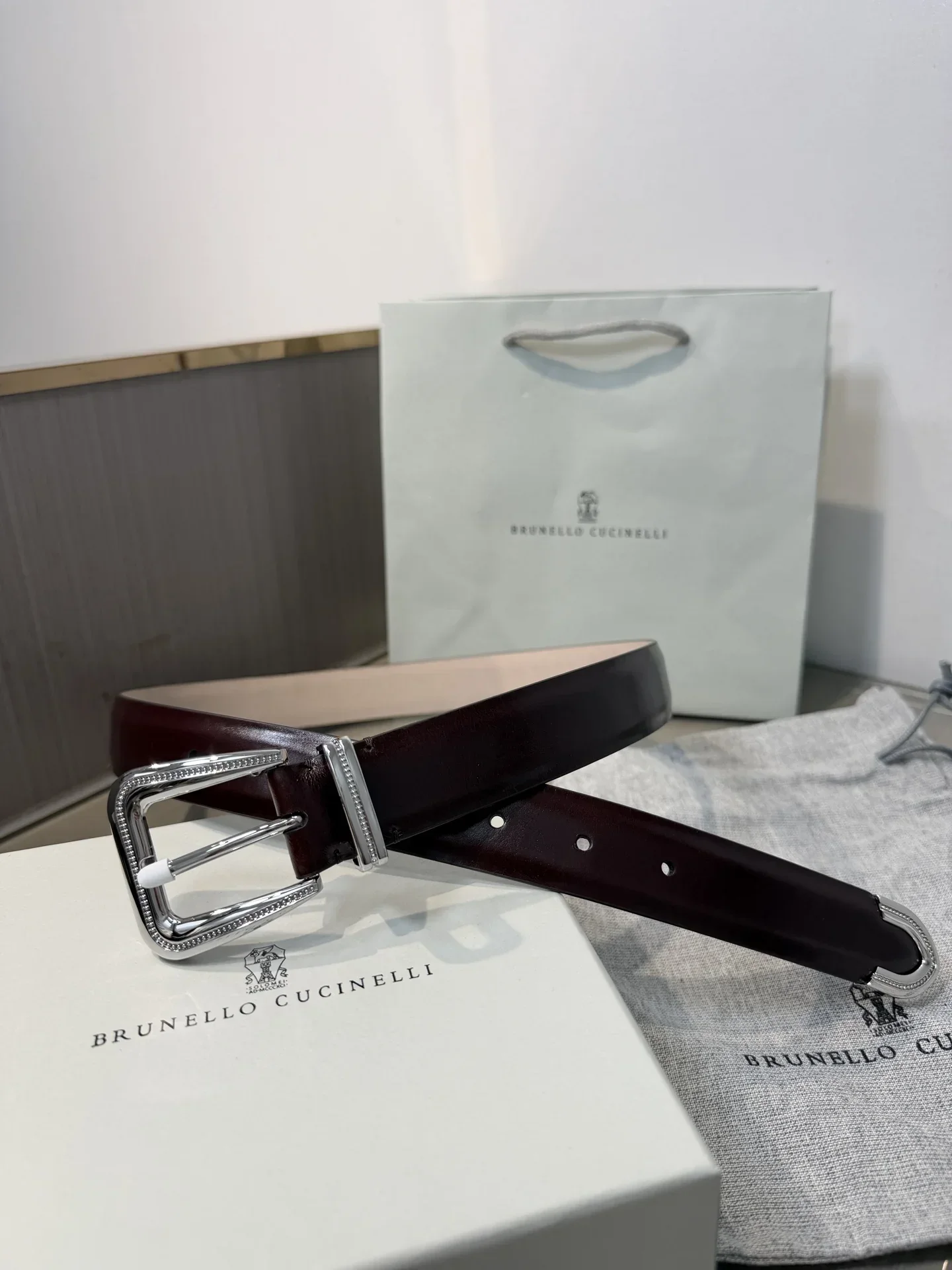 BRUNELLO CUCINELLI Belts Calf Leather (Burgundy) 190202607050030