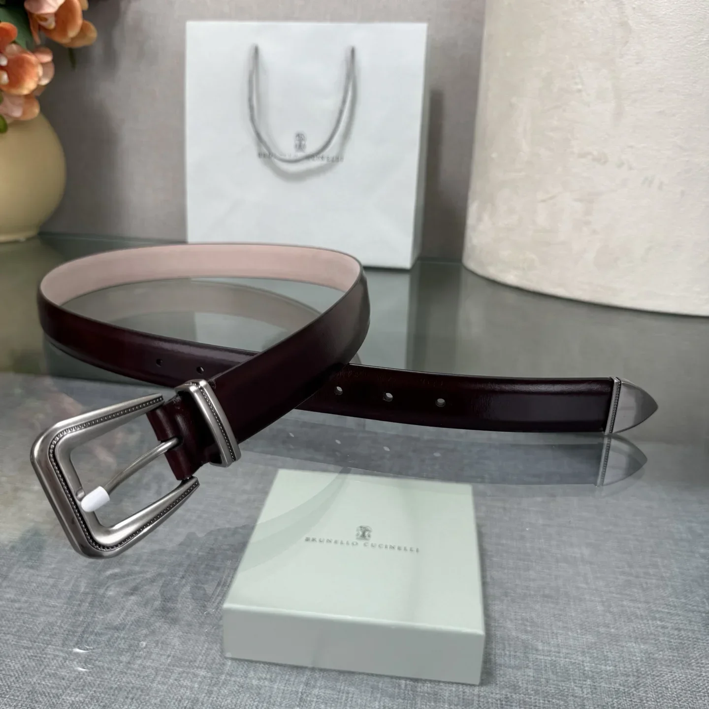 Alternative view of BRUNELLO CUCINELLI Belts Calfskin Leather (Black-Brown) 190202607050031
