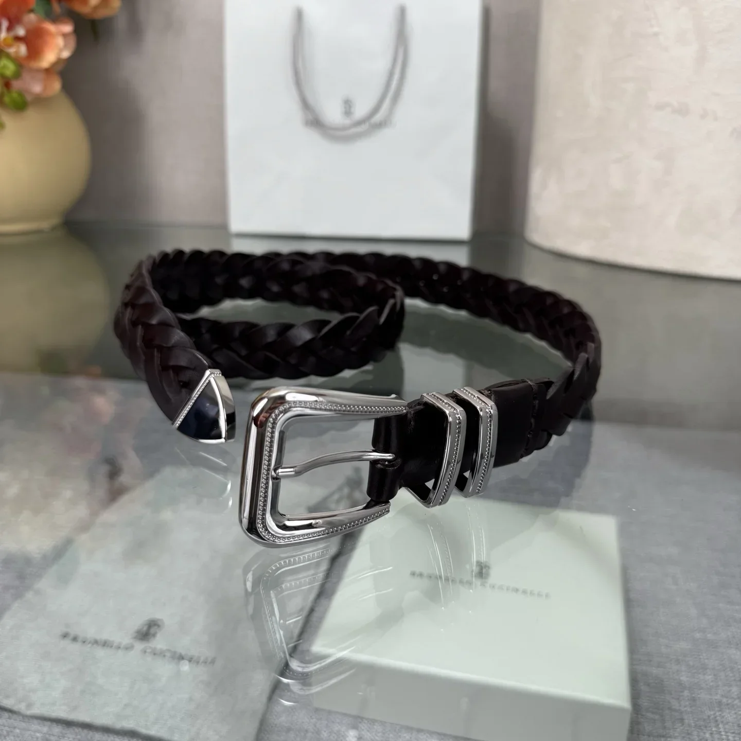 Alternative view of BRUNELLO CUCINELLI Belts Leather (Black-Gold-Silver) 190202607050024