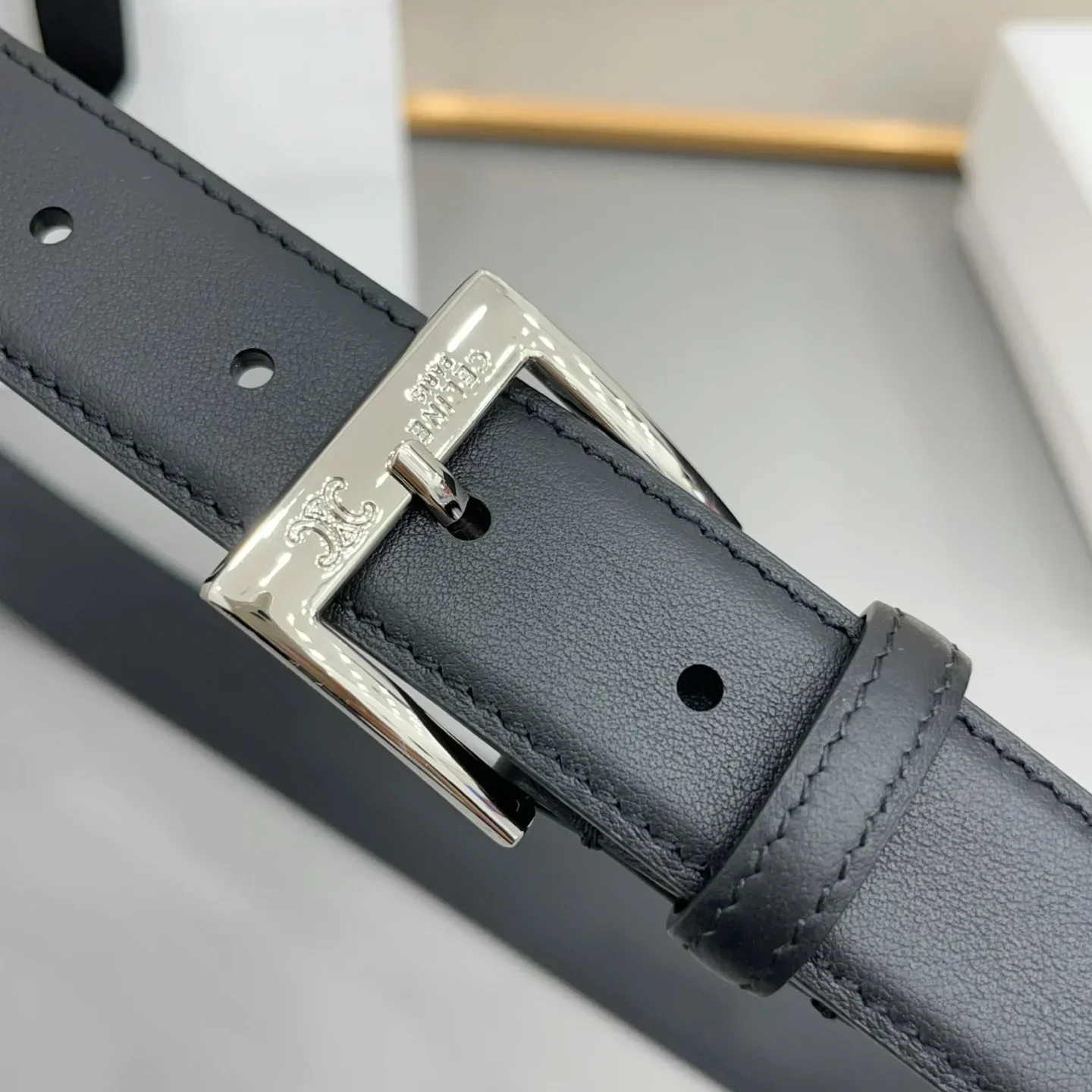 Alternative view of CELINE Belts Calfskin Leather (Black) 170202607050058