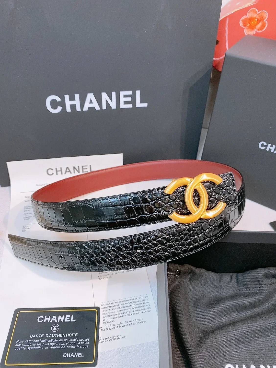 Alternative view of CHANEL Belts Alligator Leather (Black) 3.0cm Width 160202607050070