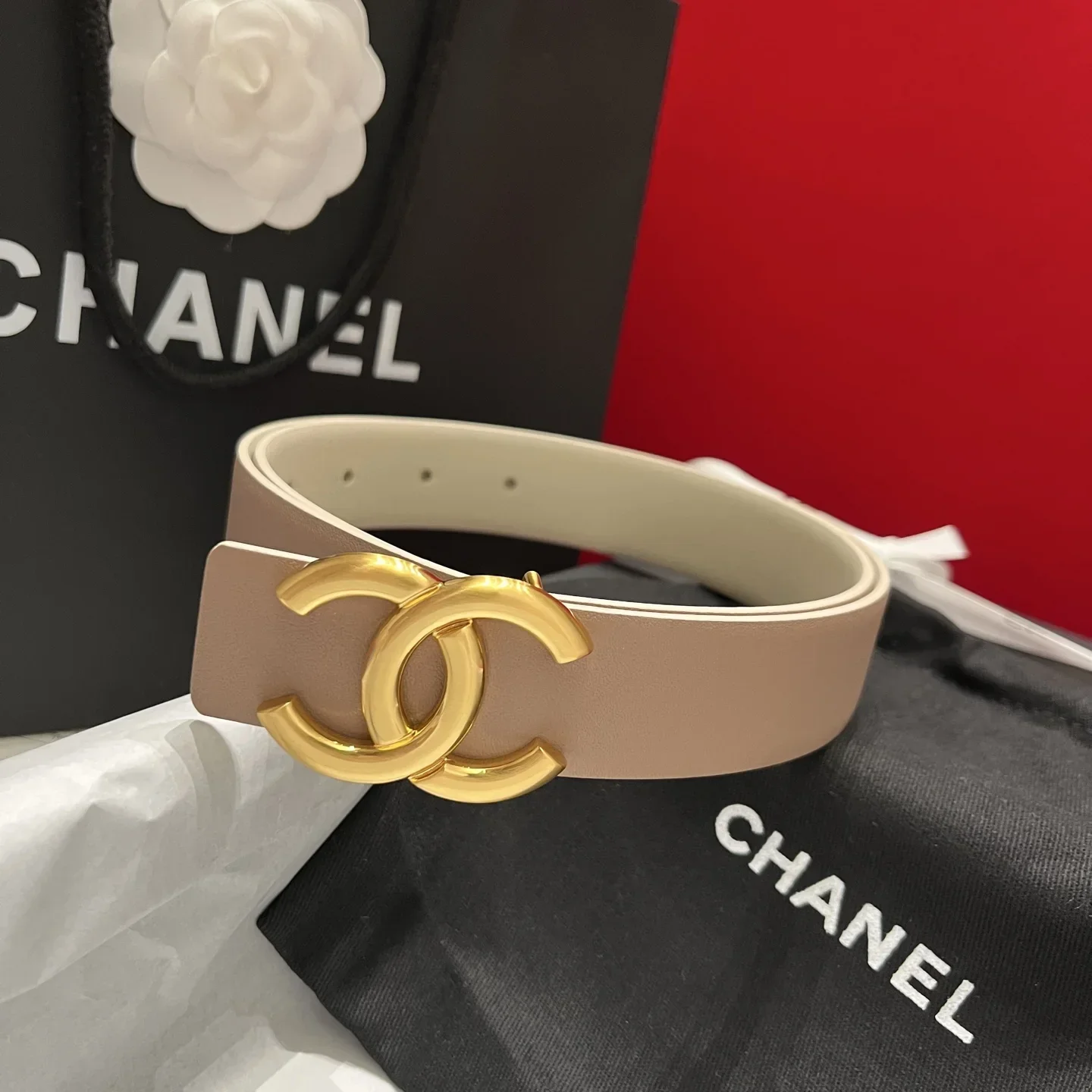 CHANEL Belts Calfskin (Beige) 3.0cm Width 160202607050080