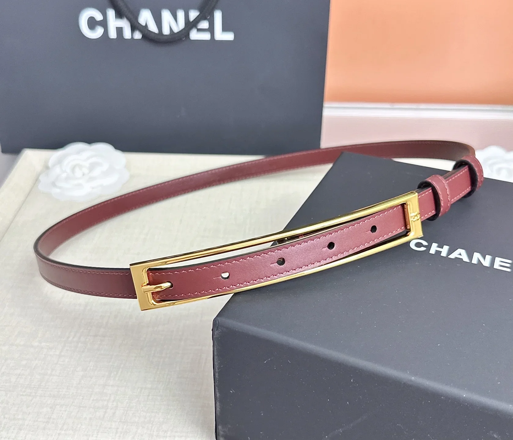 CHANEL Belts Calfskin Leather (Burgundy) 170202607050119