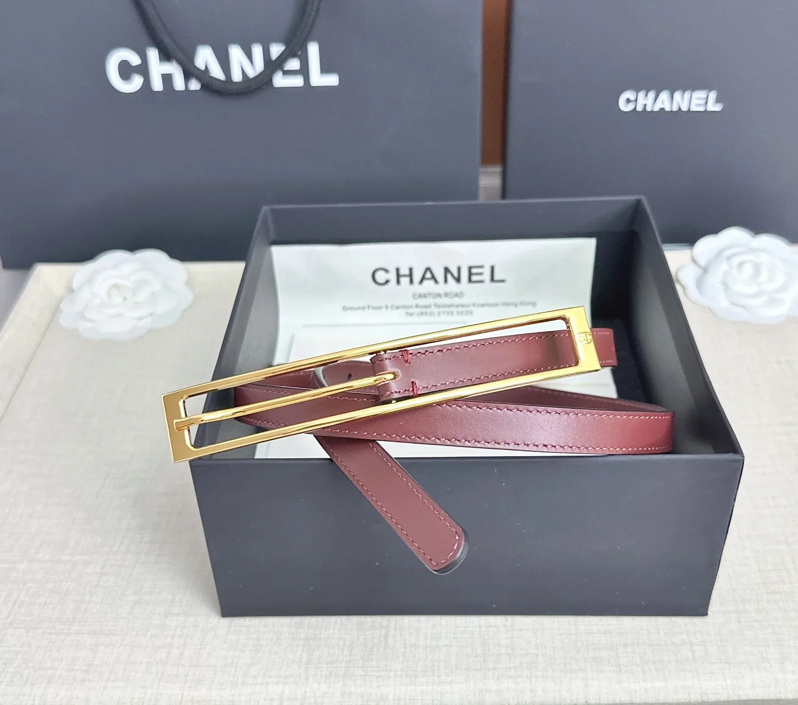 Alternative view of CHANEL Belts Calfskin Leather (Burgundy) 170202607050119