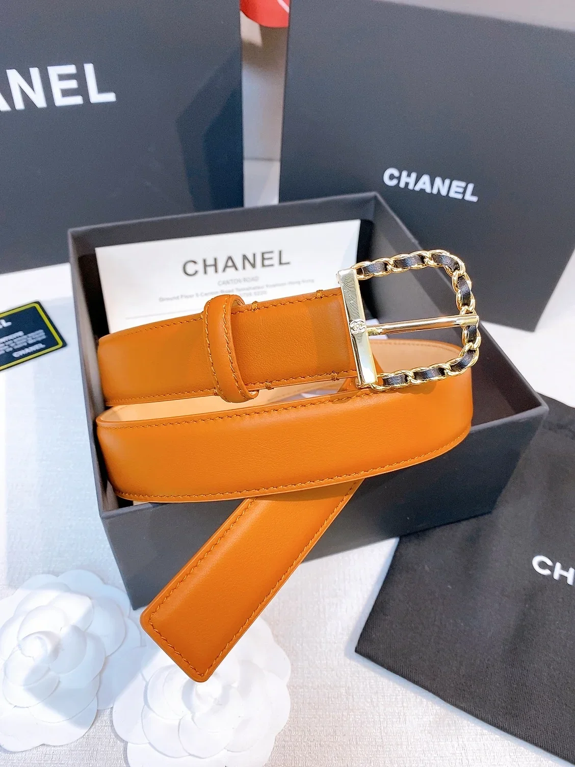Alternative view of CHANEL Belts Calfskin Leather (Orange) 3.0cm Width 170202607050153