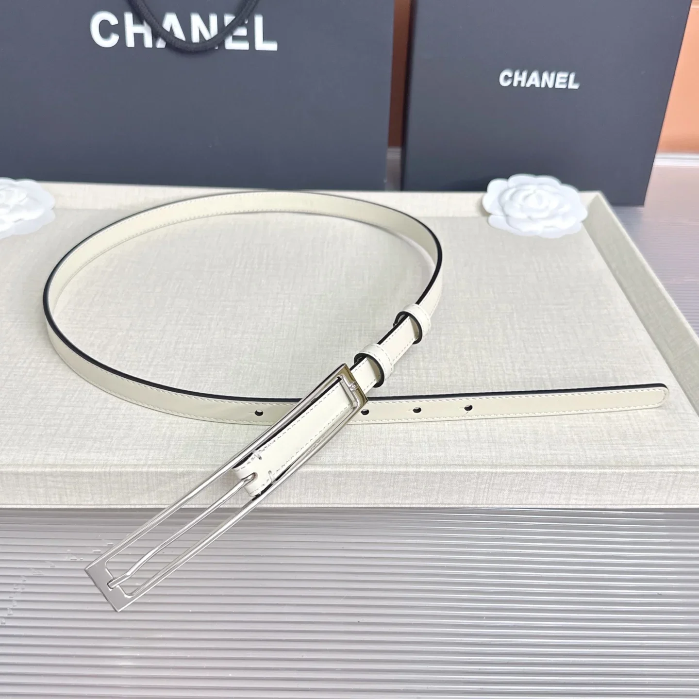 CHANEL Belts Calfskin Leather (White) 170202607050127