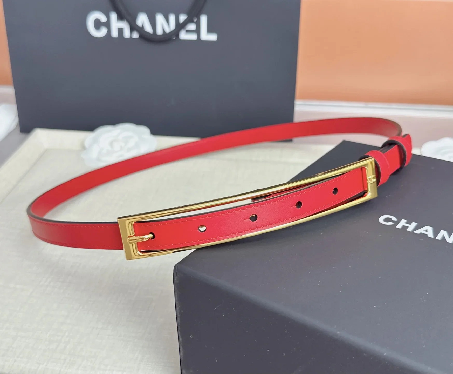 CHANEL Belts Calfskin (Red) 170202607050120