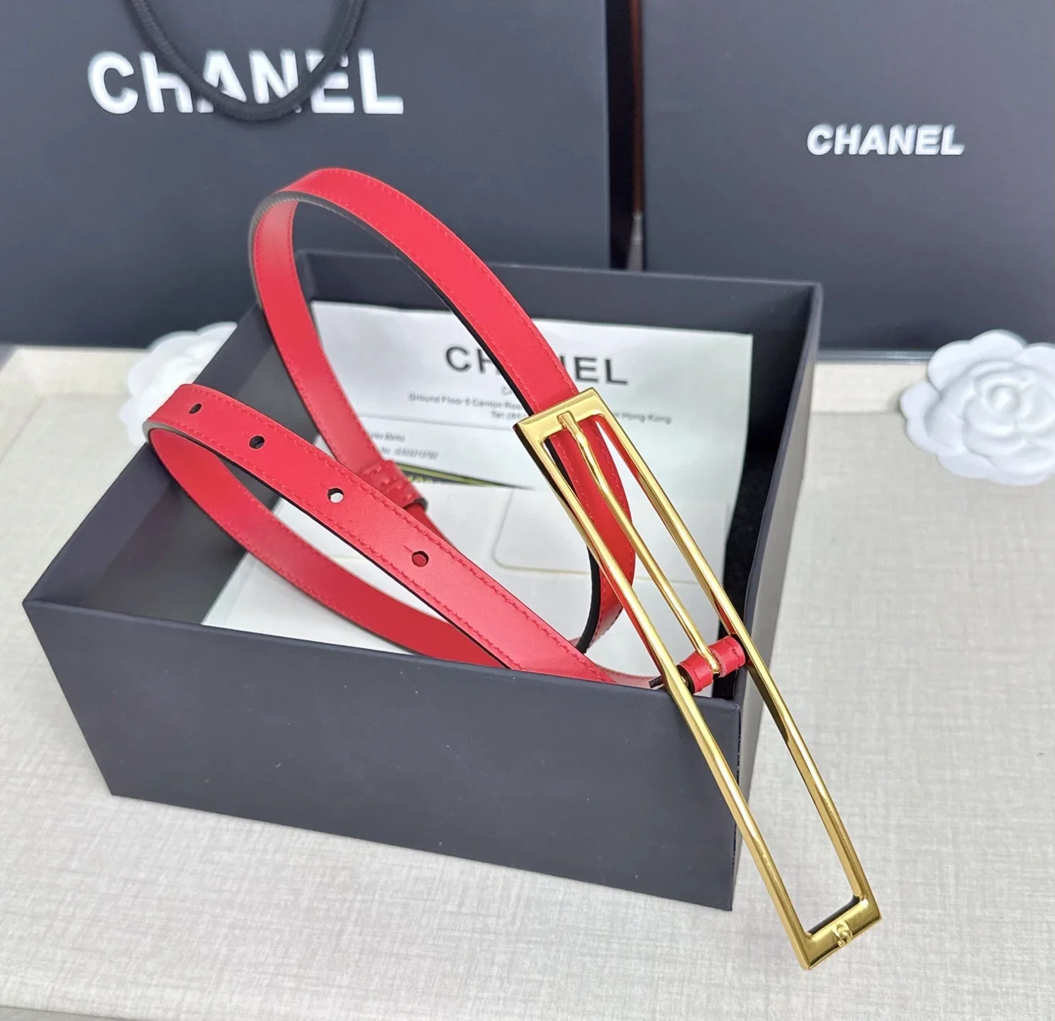 Alternative view of CHANEL Belts Calfskin (Red) 170202607050120
