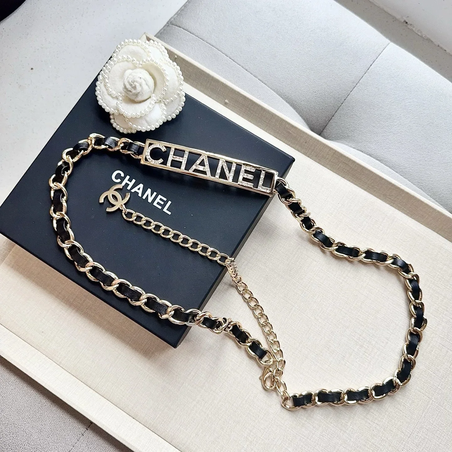 Alternative view of CHANEL Belts Lambskin Metal (Black-Gold) 200202607050095