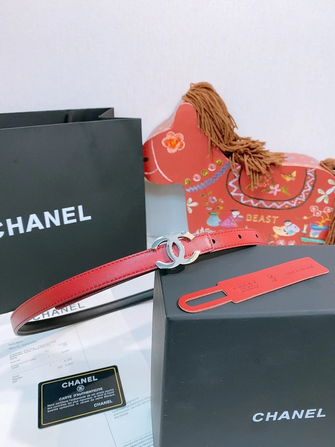 CHANEL Belts Pebbled Leather (Red) 160202607050122