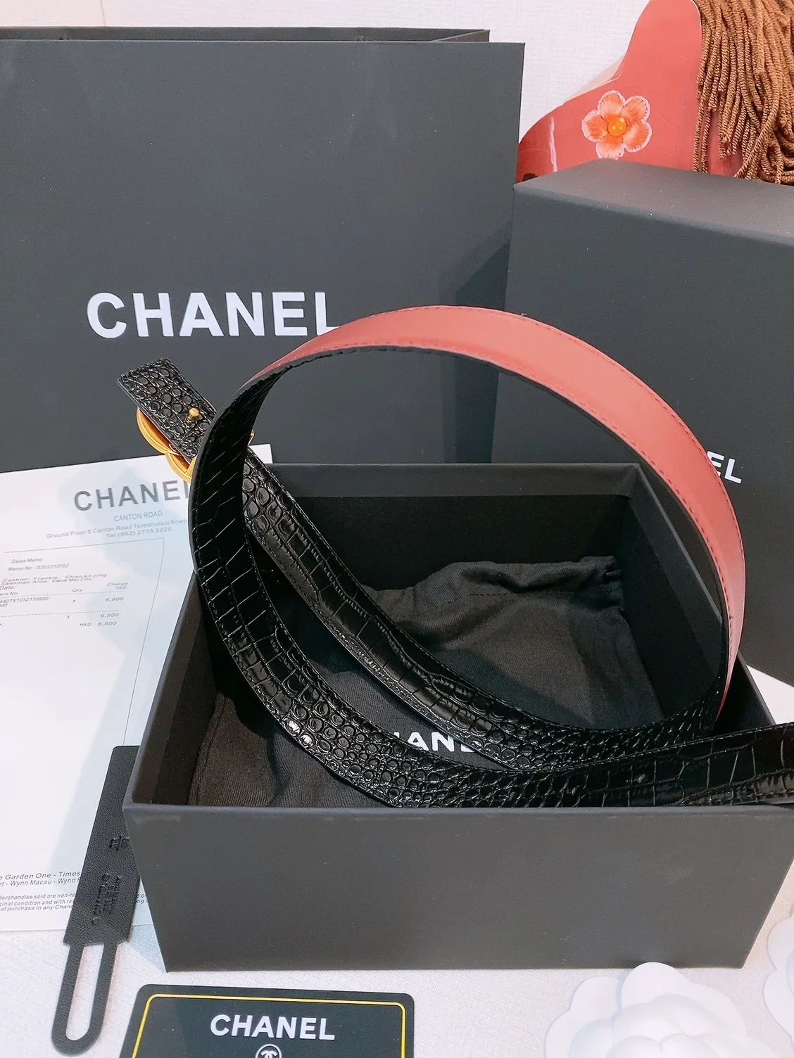 Alternative view of CHANEL Belts Smooth Calfskin (Red) 3.0cm Width 160202607050118