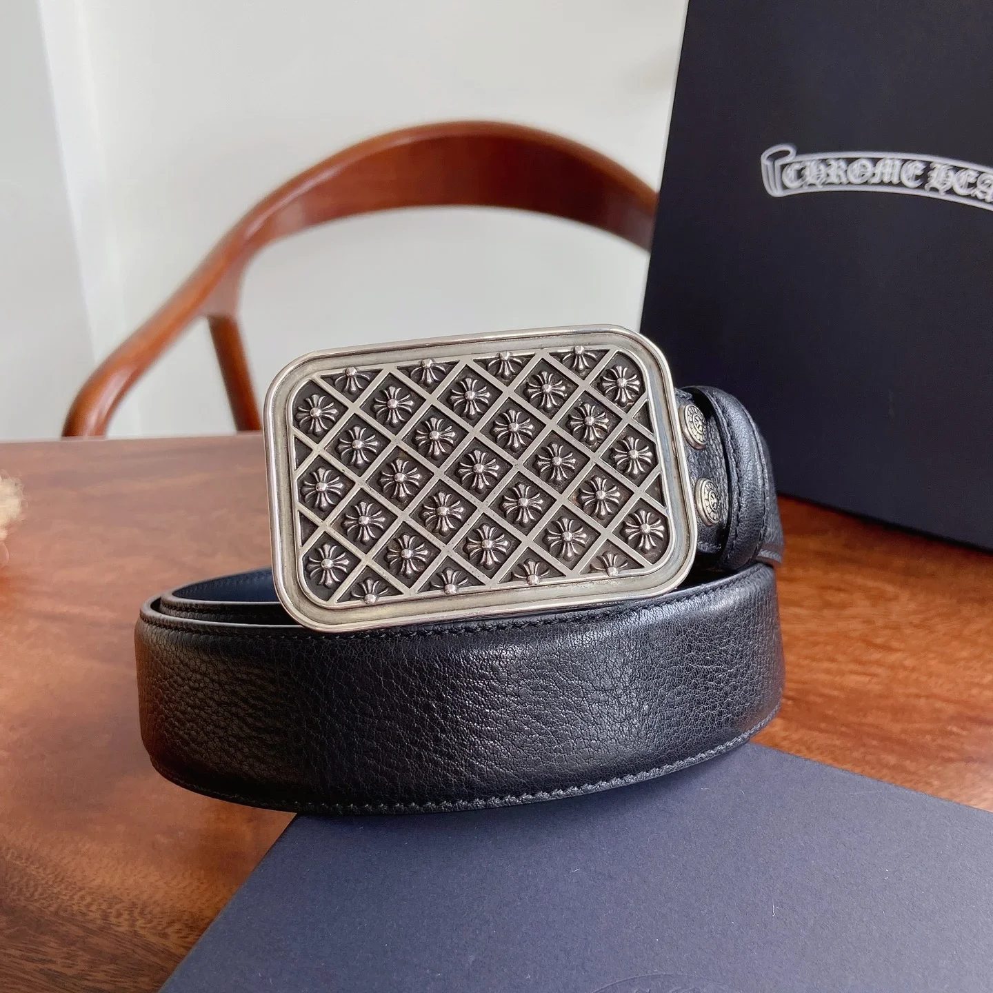 Alternative view of CHROME HEARTS Belts Calf Leather (Black) 3.8cm Width 240202607050159