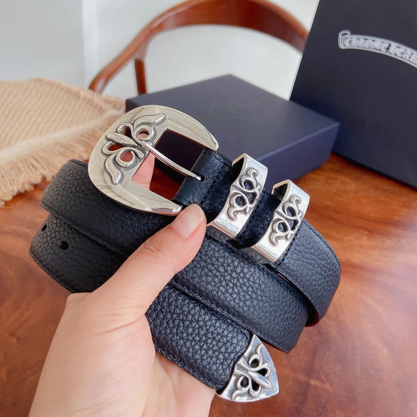 Alternative view of CHROME HEARTS Belts Grained Leather (Black) 3.0cm Width 240202607050163