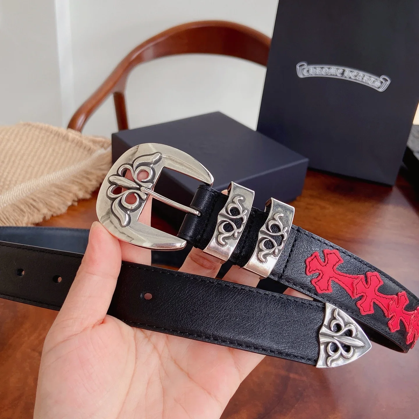 CHROME HEARTS Belts Oil Wax Leather 3.0cm Width 300202607050835
