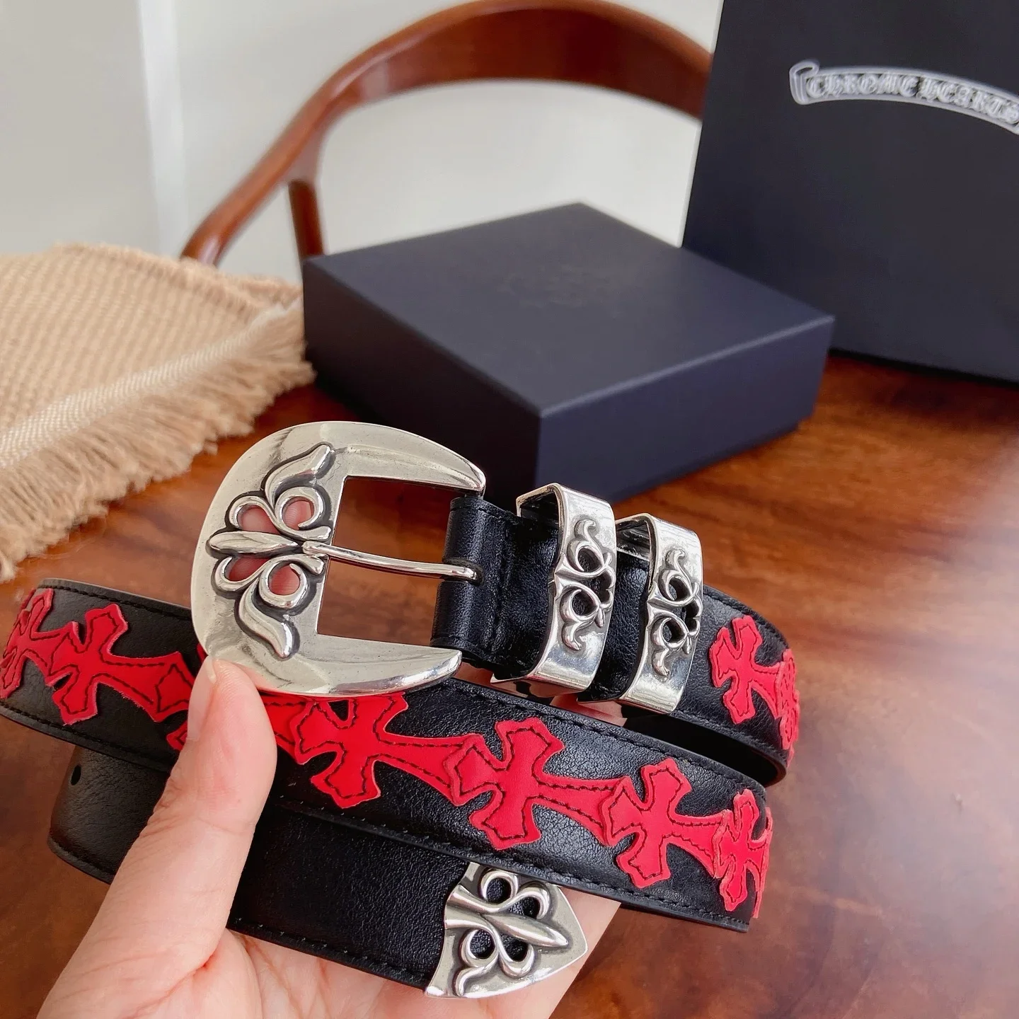 CHROME HEARTS Belts Oil Wax Leather 3.0cm Width 300202607050835 - Image 2