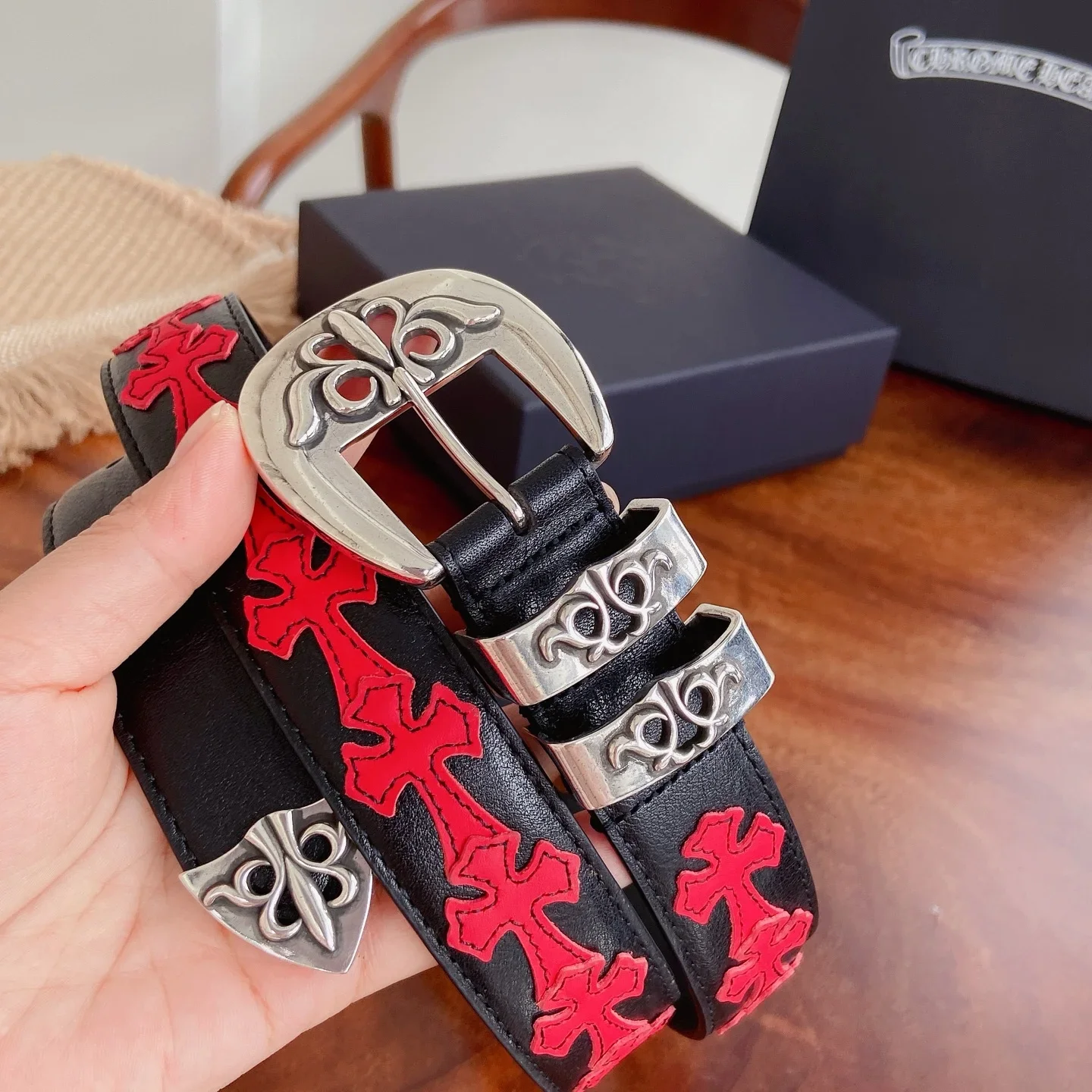 CHROME HEARTS Belts Oil Wax Leather 3.0cm Width 300202607050835 - Image 3