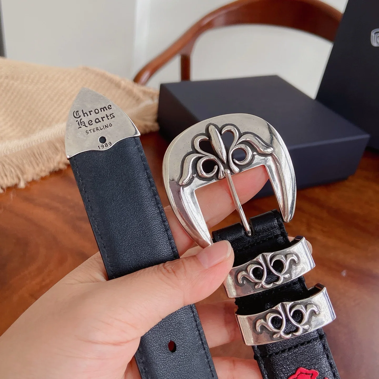 CHROME HEARTS Belts Oil Wax Leather 3.0cm Width 300202607050835 - Image 5