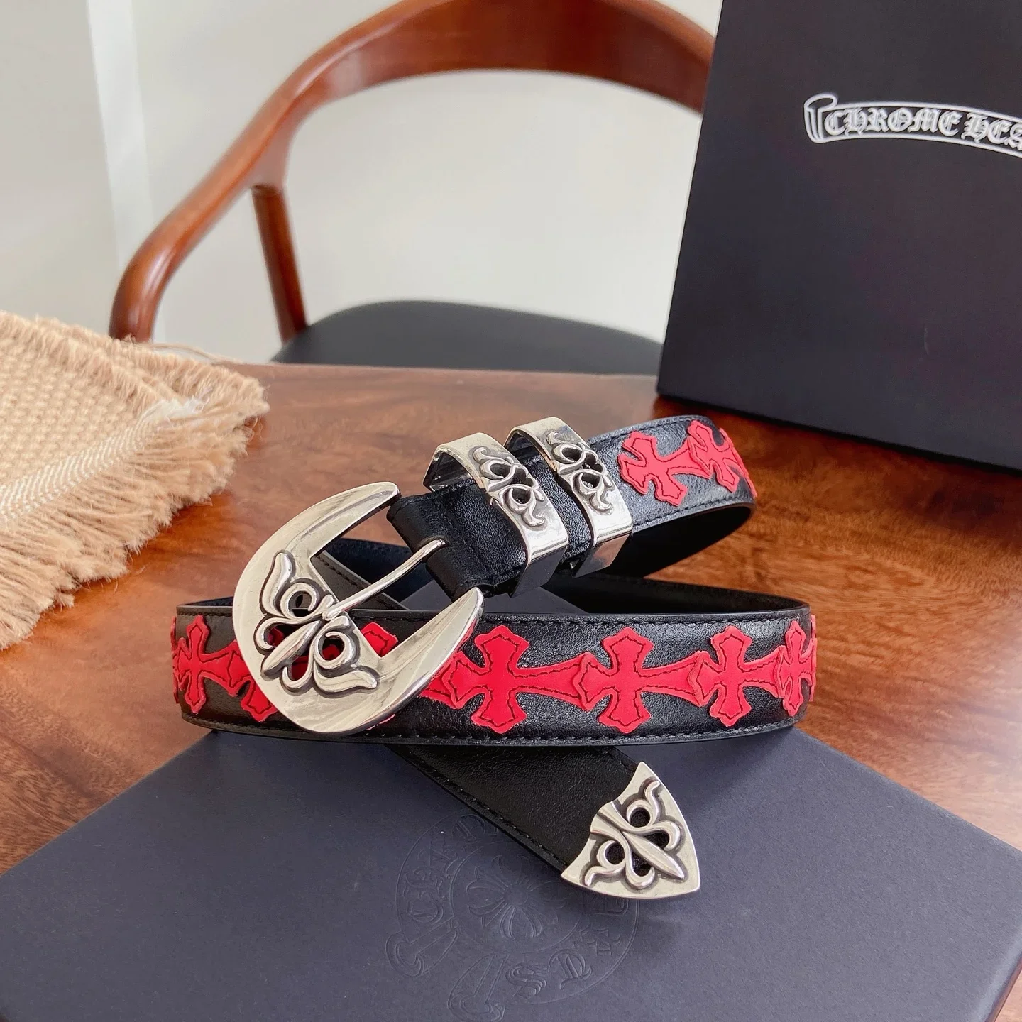 CHROME HEARTS Belts Oil Wax Leather 3.0cm Width 300202607050835 - Image 6
