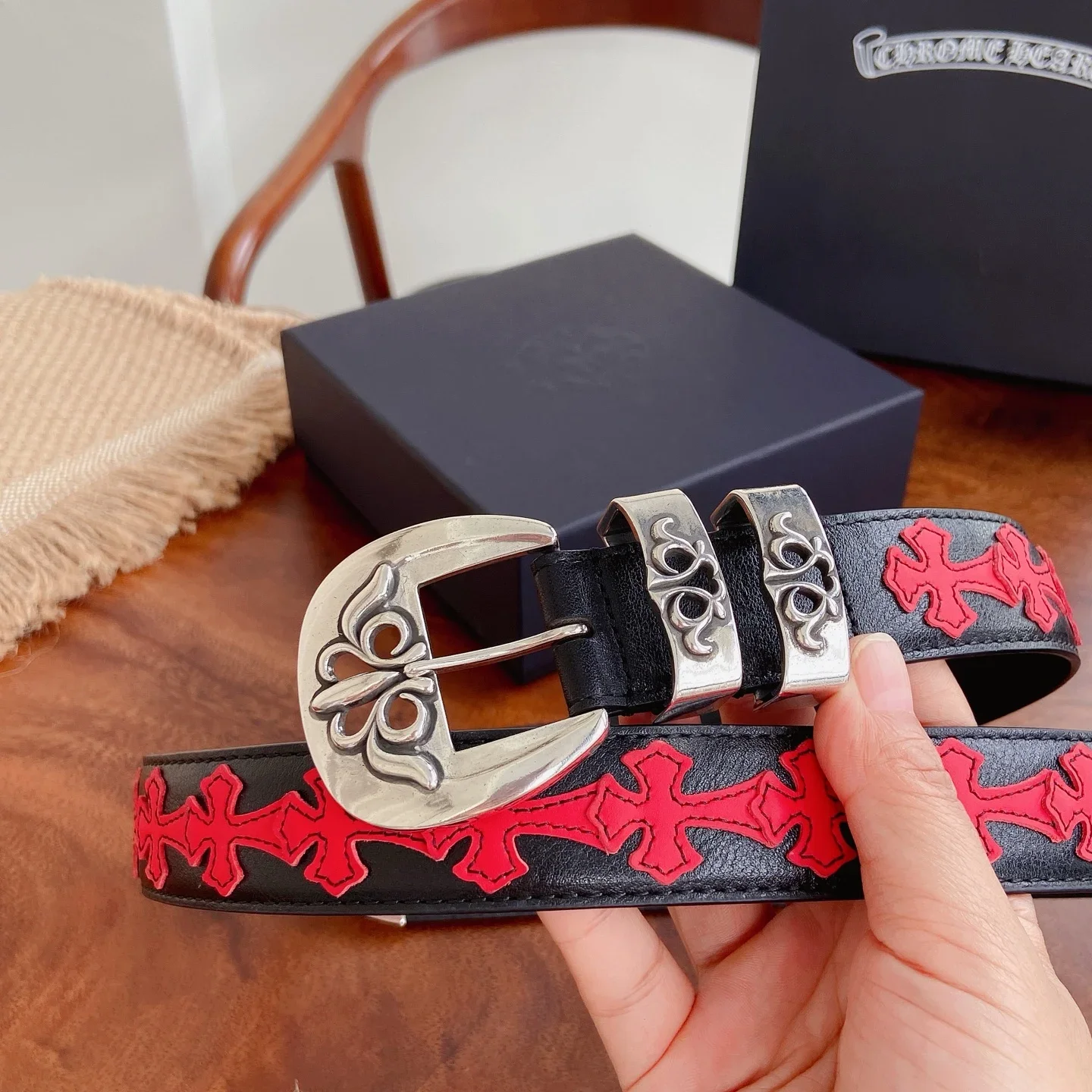 CHROME HEARTS Belts Oil Wax Leather 3.0cm Width 300202607050835 - Image 7