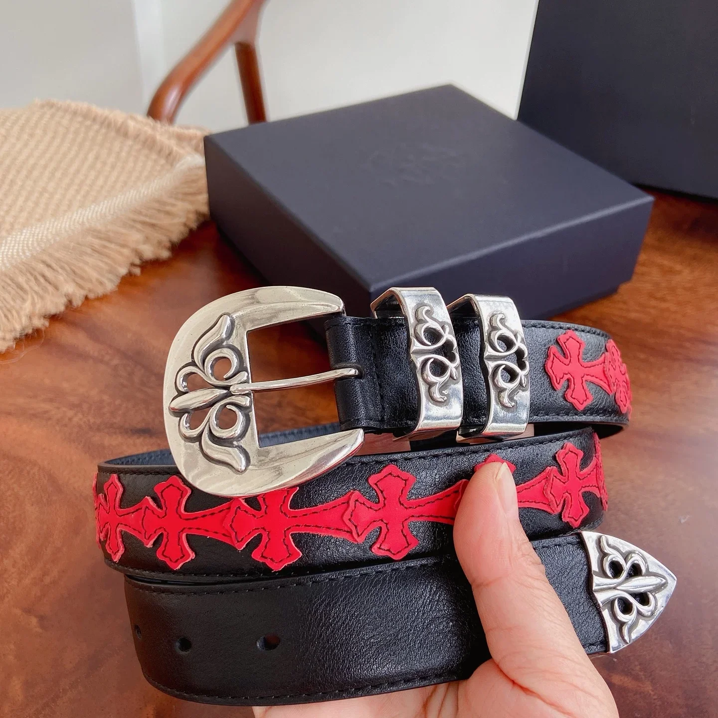 CHROME HEARTS Belts Oil Wax Leather 3.0cm Width 300202607050835 - Image 8
