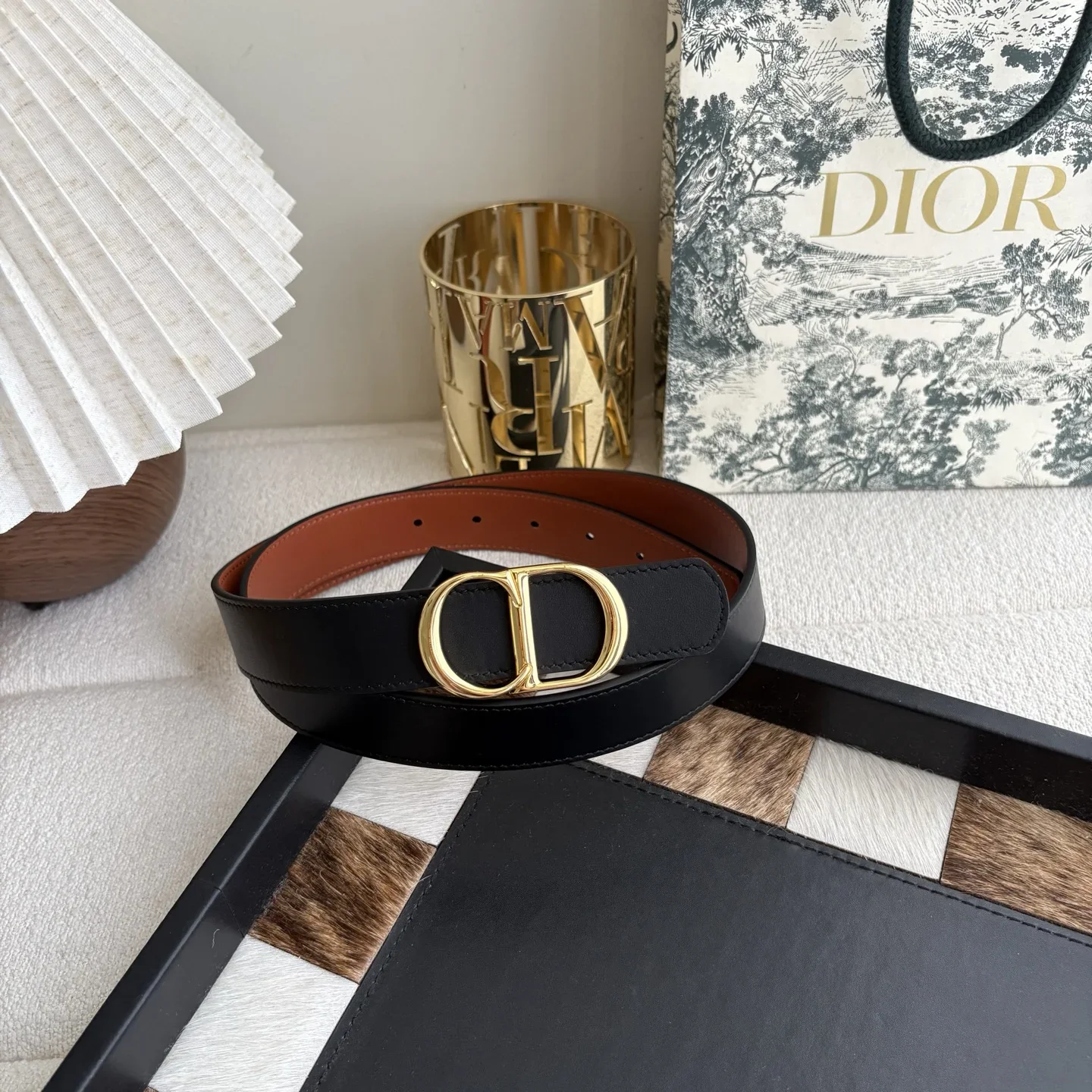 Alternative view of DIOR Belts Calf Leather (Black-Brown) 160202607050227