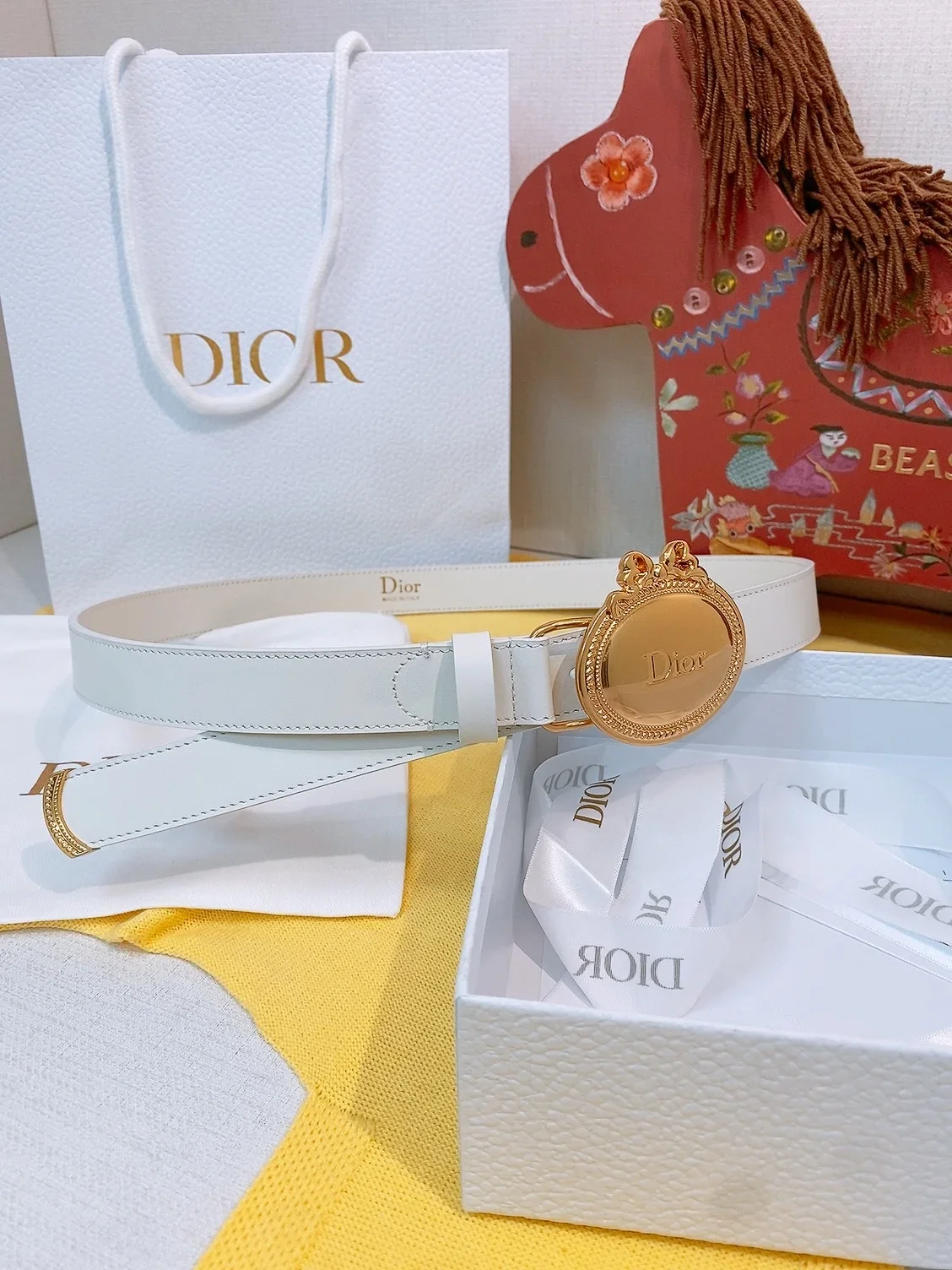 DIOR Belts Calf Leather (White) 180202607050254