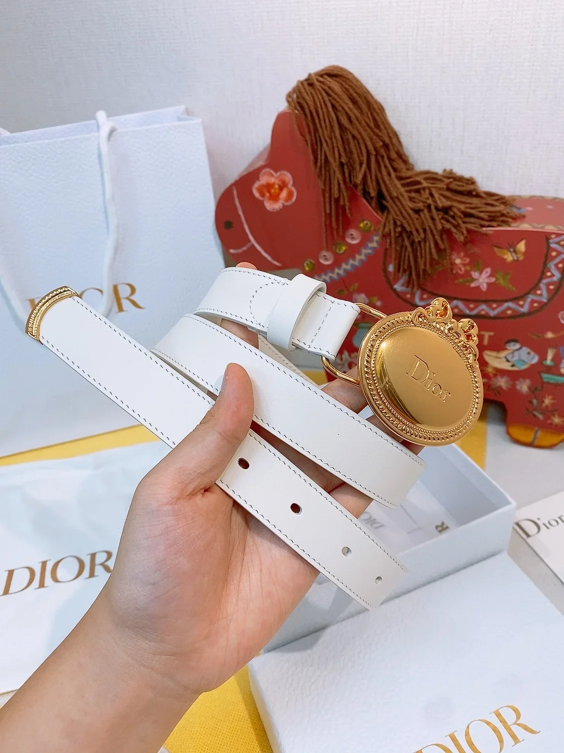 Alternative view of DIOR Belts Calf Leather (White) 180202607050254