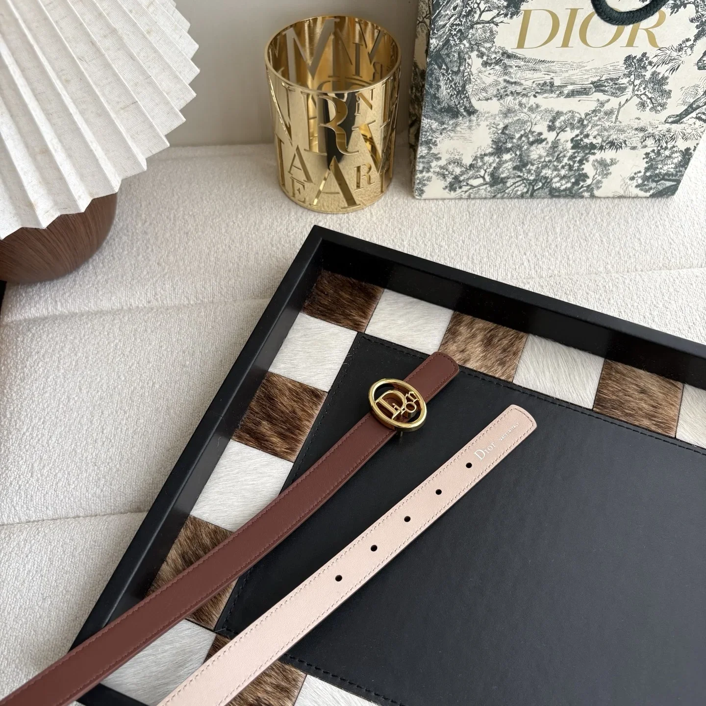 DIOR Belts Calfskin (Brown-Pink) 2.0cm Width 160202607050185