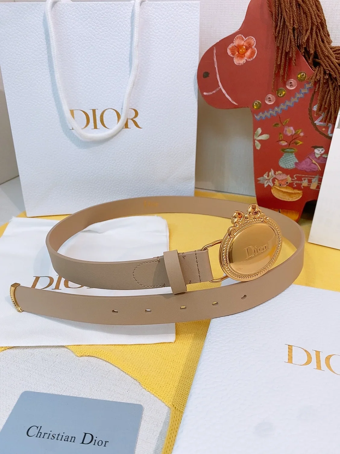 DIOR Belts Calfskin Leather (Beige) 180202607050223