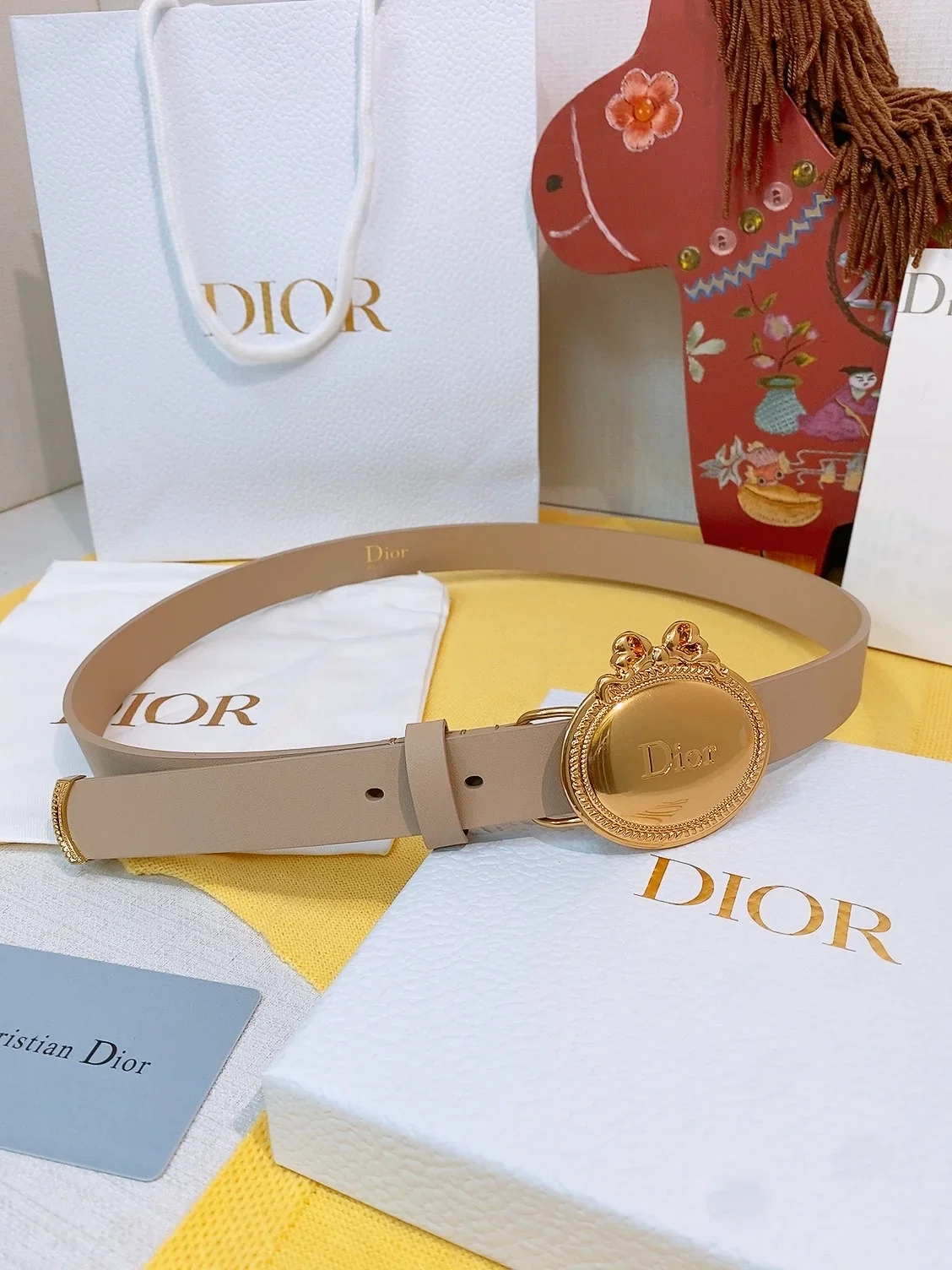 Alternative view of DIOR Belts Calfskin Leather (Beige) 180202607050223