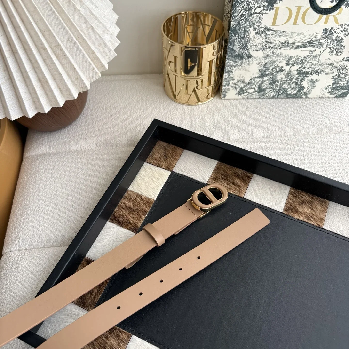 Alternative view of DIOR Belts Calfskin Leather (Beige) 2.5cm Width 160202607050221